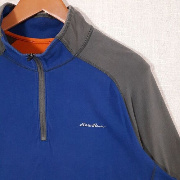 Eddie Bauer Men's FreeDry Athletic Track Shirt Size XL Quarter Zip Colorblock - Picture 4 of 12